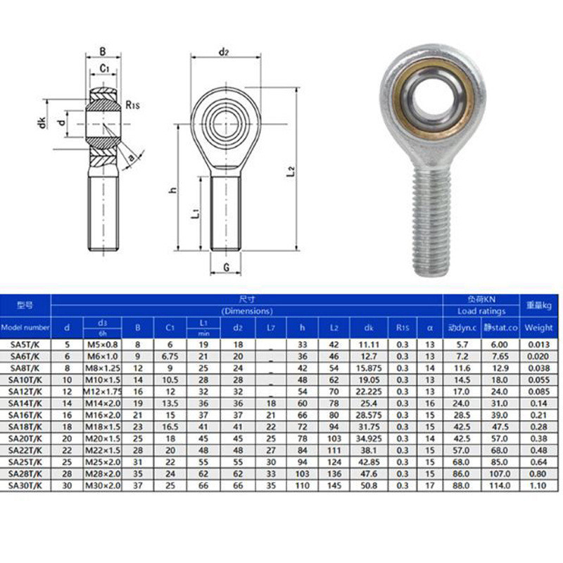7075-T6 Aluminum Heims Rod End Bearing AM Series 1/4 5/16 3/8 7/16 1/2 5/8 3/4 1 for Heim Joints
